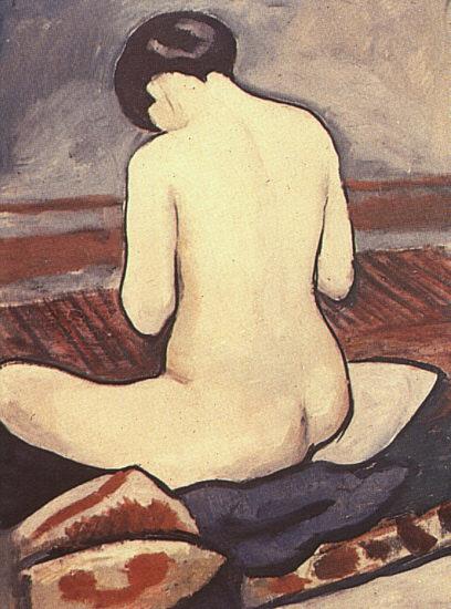 August Macke Sitting Nude with Cushions
